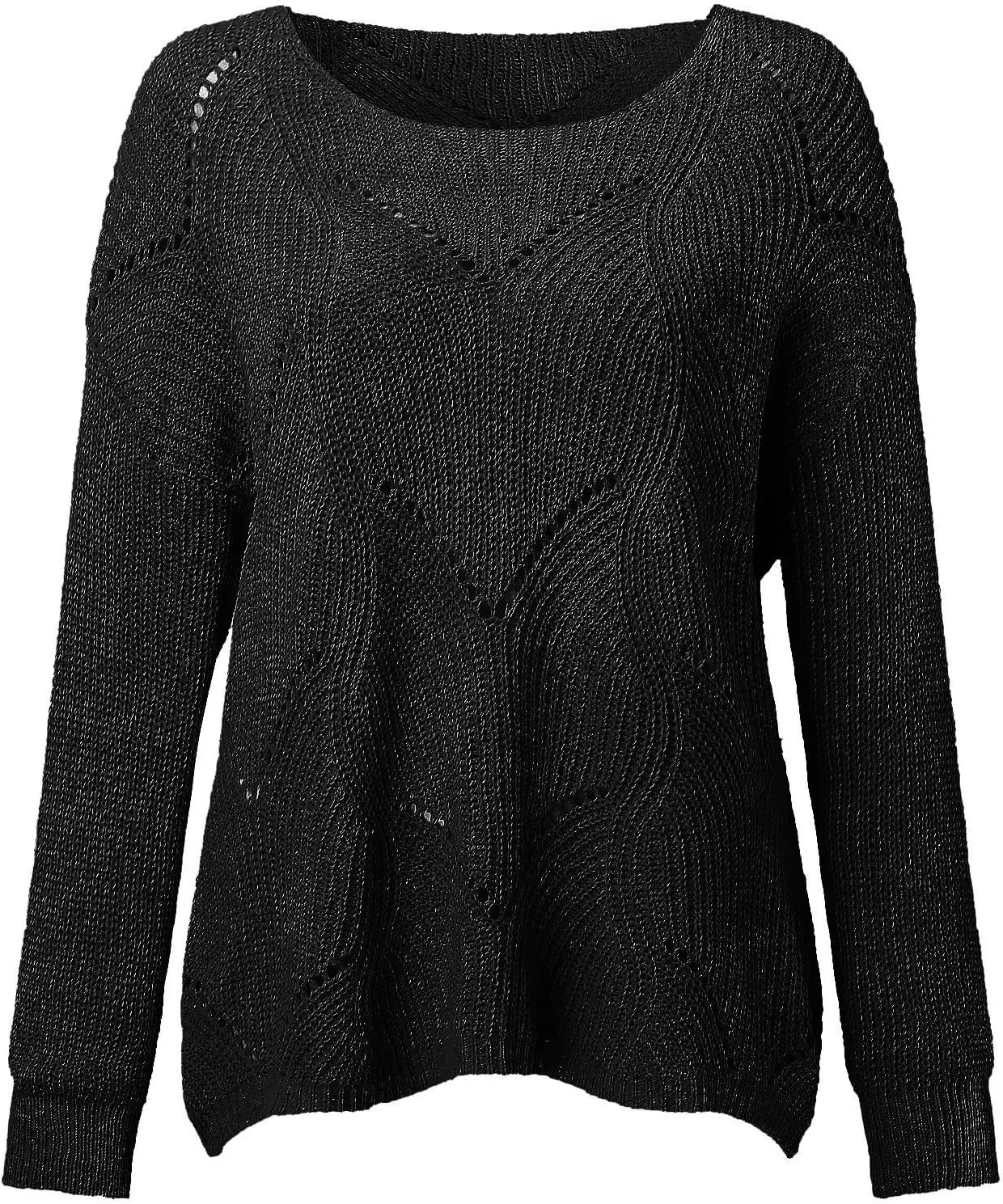 Sweaters for Women Fall Winter Striped Crewneck Knit Long Sleeve Casual Loose Hollow Out Vintage Pullover Top 2024