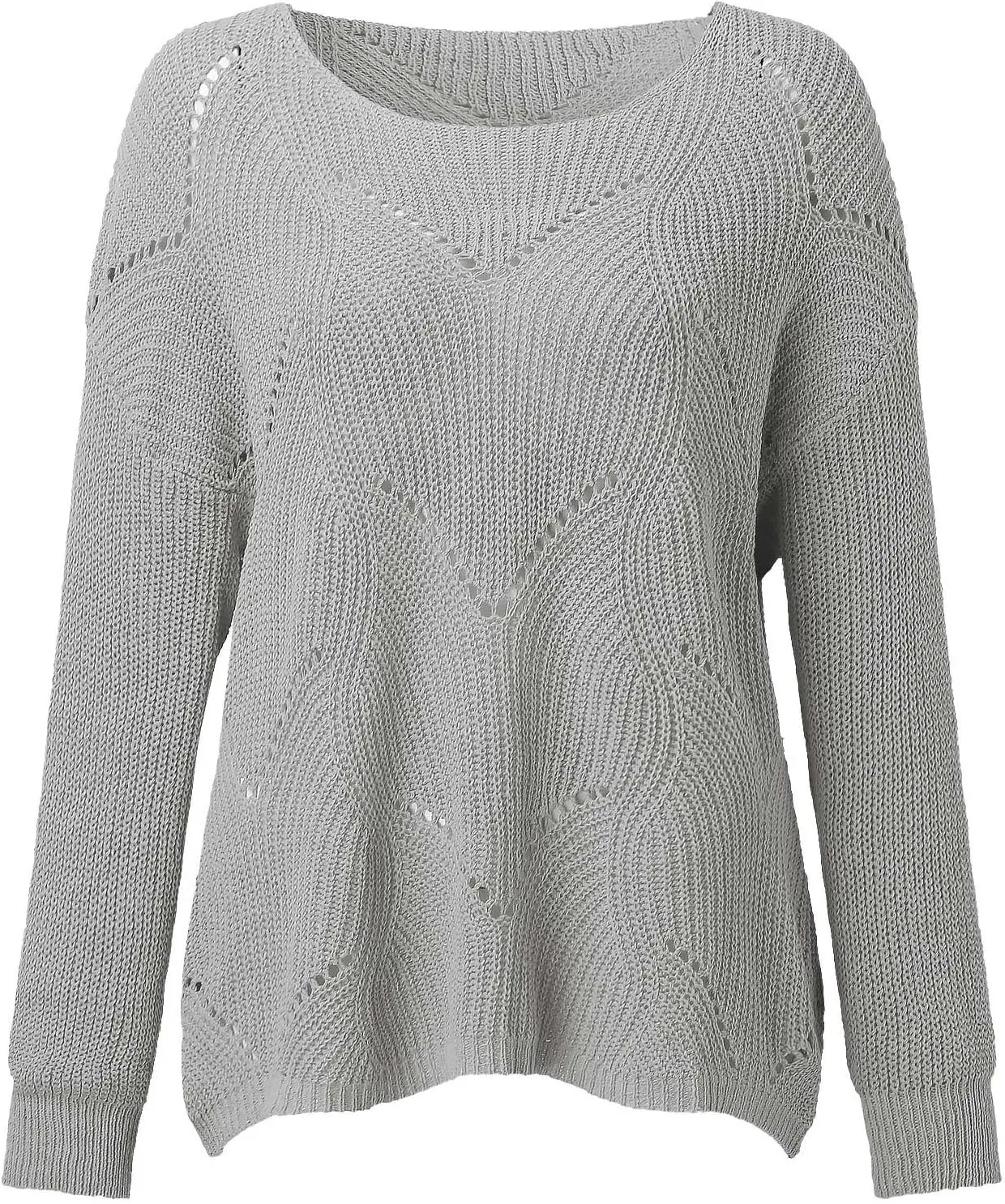 Sweaters for Women Fall Winter Striped Crewneck Knit Long Sleeve Casual Loose Hollow Out Vintage Pullover Top 2024