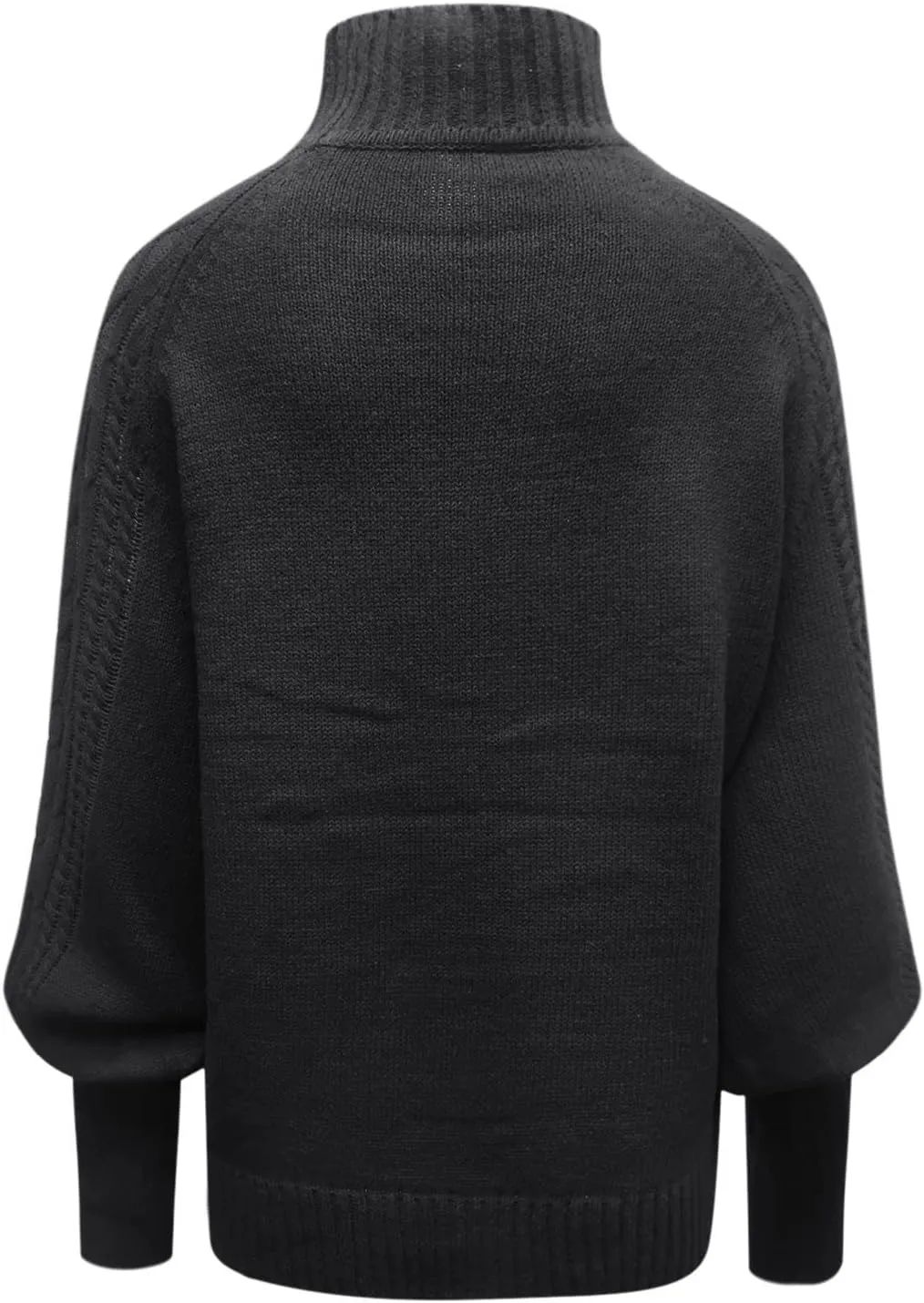 Sweaters for Women Mock Turtleneck Solid Cable Knitted Trendy Lantern Sleeve Warm Comfort Pullover Sweaters Tops