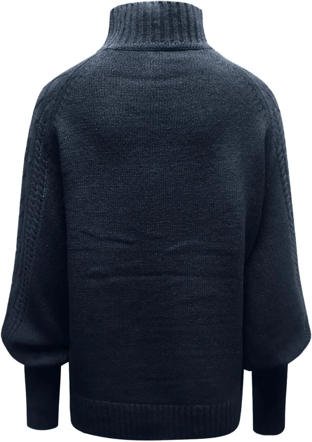 Sweaters for Women Mock Turtleneck Solid Cable Knitted Trendy Lantern Sleeve Warm Comfort Pullover Sweaters Tops