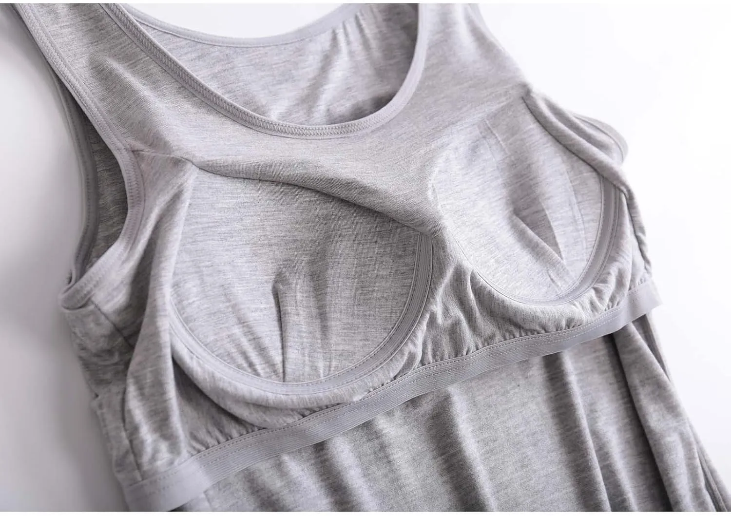 Tank Top with Built in Bra for Women Modal Built-in Bra Padded Camisole Stretch Cami Undershirt Yoga Tanks Tops 2 PC