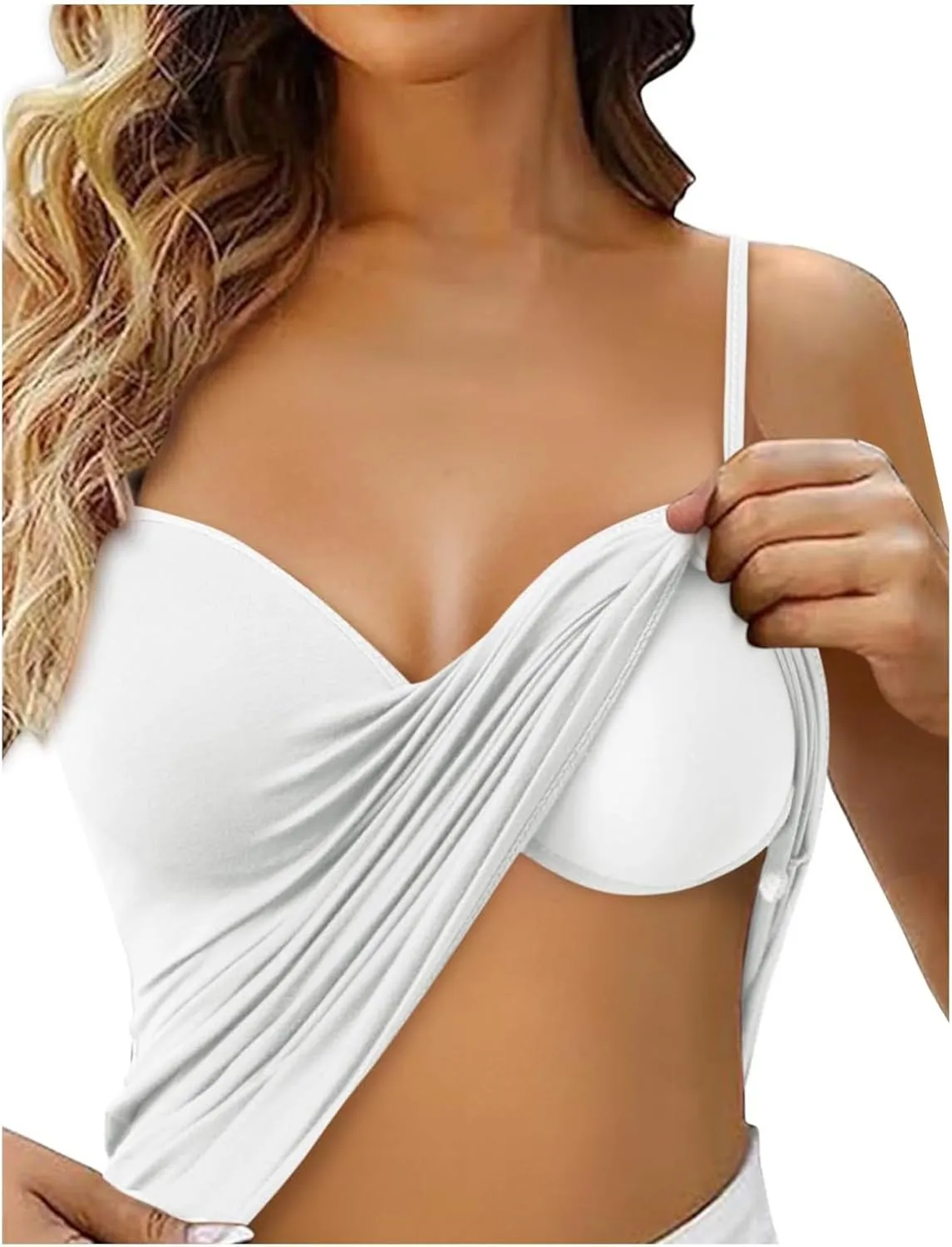 Tank Top with Built in Bra for Women Padded Workout Camisole Tops Spaghetti Strap Cami Shelf Bra Sports Cotton Undershirts
