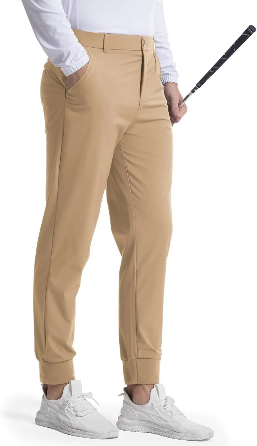 Thatrich Mens Golf Joggers with Pockets Slim Fit Stretch Dress Pants Business Casual Trousers Formal Wear Office Work Pant