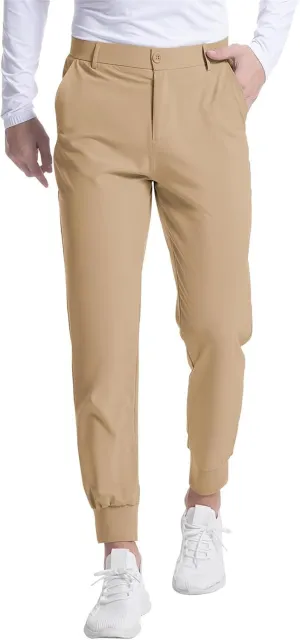 Thatrich Mens Golf Joggers with Pockets Slim Fit Stretch Dress Pants Business Casual Trousers Formal Wear Office Work Pant