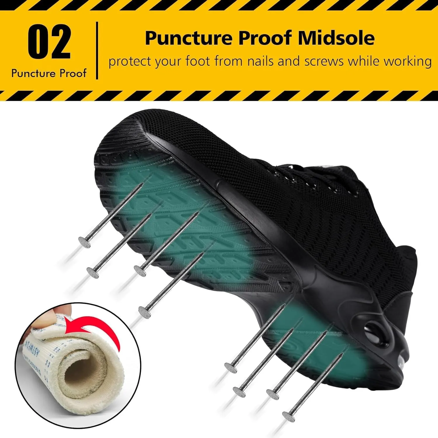 Tinefiy Steel Toe Shoes for Women Lightweight Safety Shoes Air Cushion Comfortable Slip Resistant Indestructible Womens Puncture Proof Work Shoe
