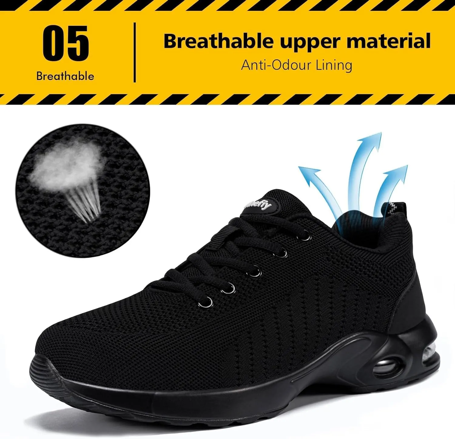Tinefiy Steel Toe Shoes for Women Lightweight Safety Shoes Air Cushion Comfortable Slip Resistant Indestructible Womens Puncture Proof Work Shoe
