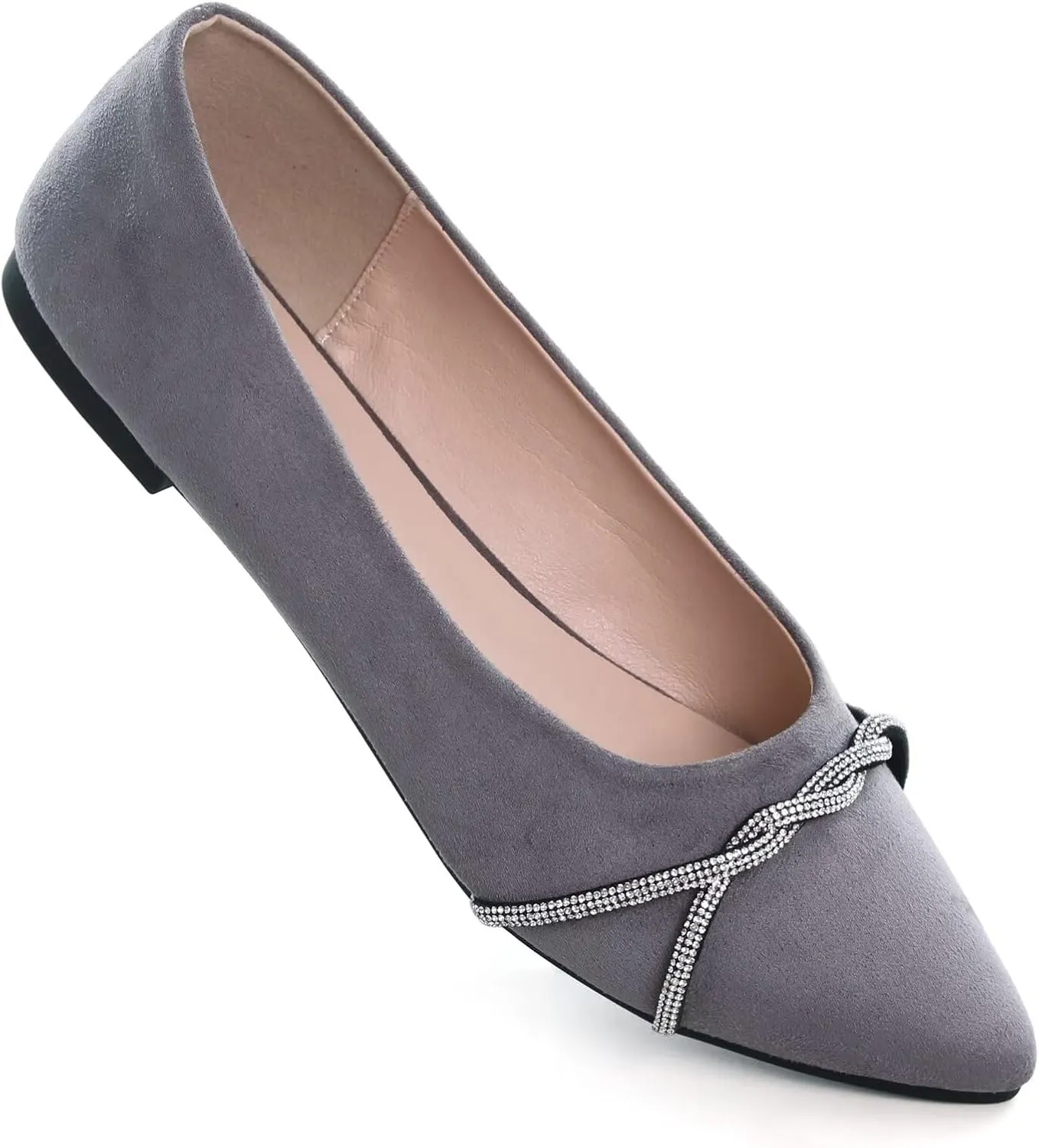 TN TANGNEST Womens Casual Flats Fashion Chain Pointed Toe Ballet Flats Rhinestone Flats Comfort Slip On Dress Shoes