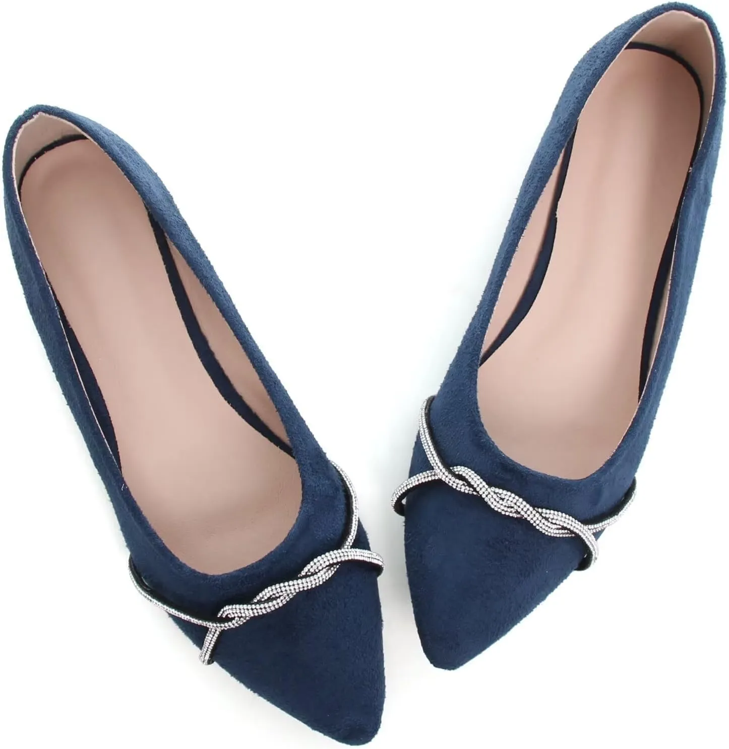 TN TANGNEST Womens Casual Flats Fashion Chain Pointed Toe Ballet Flats Rhinestone Flats Comfort Slip On Dress Shoes