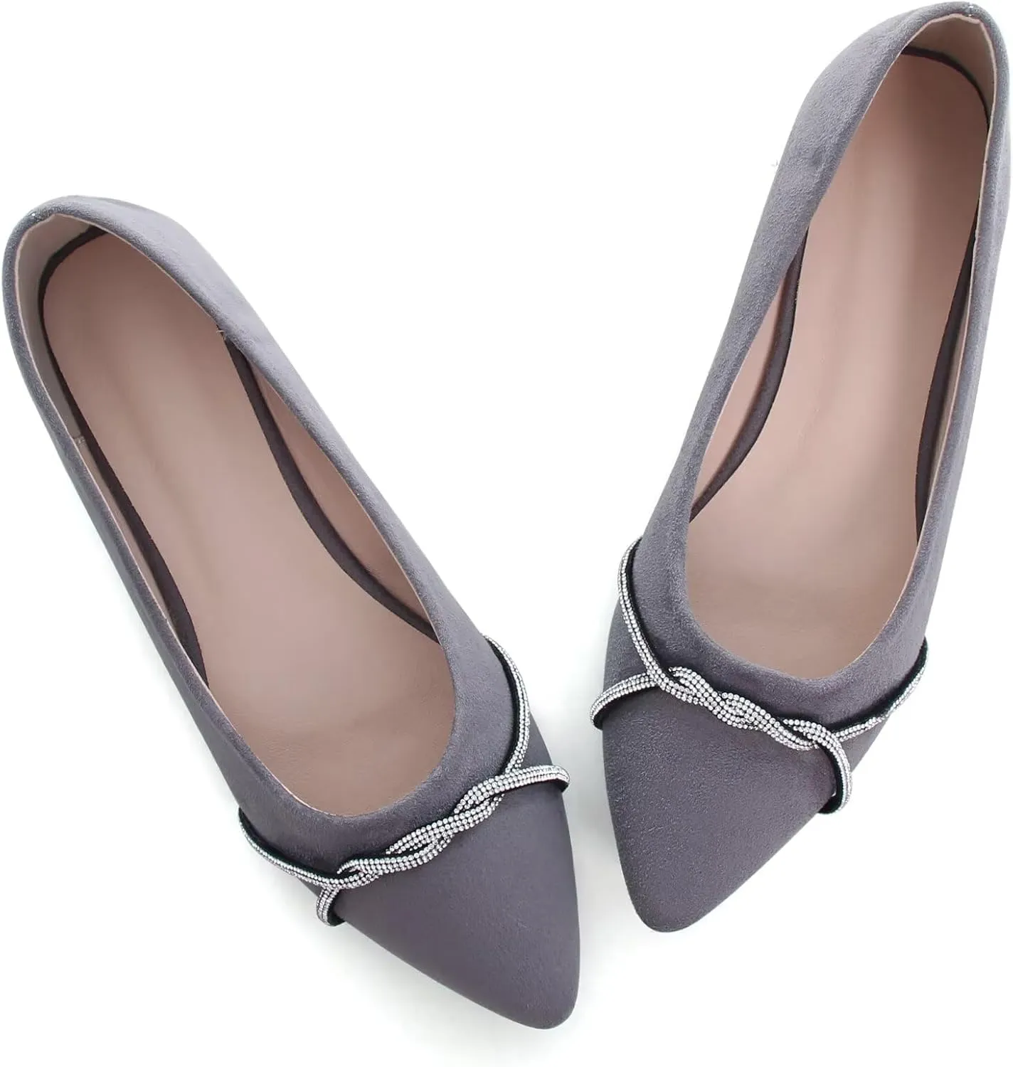 TN TANGNEST Womens Casual Flats Fashion Chain Pointed Toe Ballet Flats Rhinestone Flats Comfort Slip On Dress Shoes