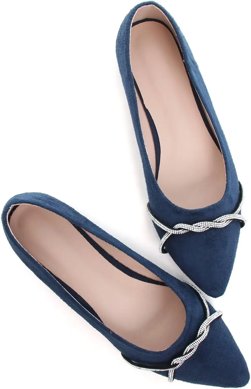TN TANGNEST Womens Casual Flats Fashion Chain Pointed Toe Ballet Flats Rhinestone Flats Comfort Slip On Dress Shoes