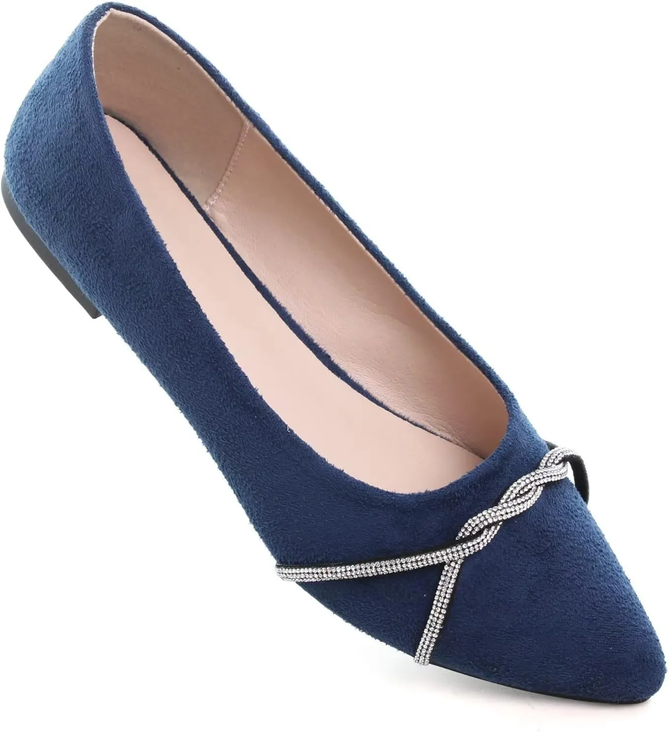 TN TANGNEST Womens Casual Flats Fashion Chain Pointed Toe Ballet Flats Rhinestone Flats Comfort Slip On Dress Shoes