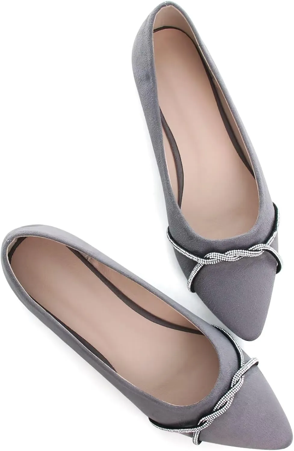 TN TANGNEST Womens Casual Flats Fashion Chain Pointed Toe Ballet Flats Rhinestone Flats Comfort Slip On Dress Shoes