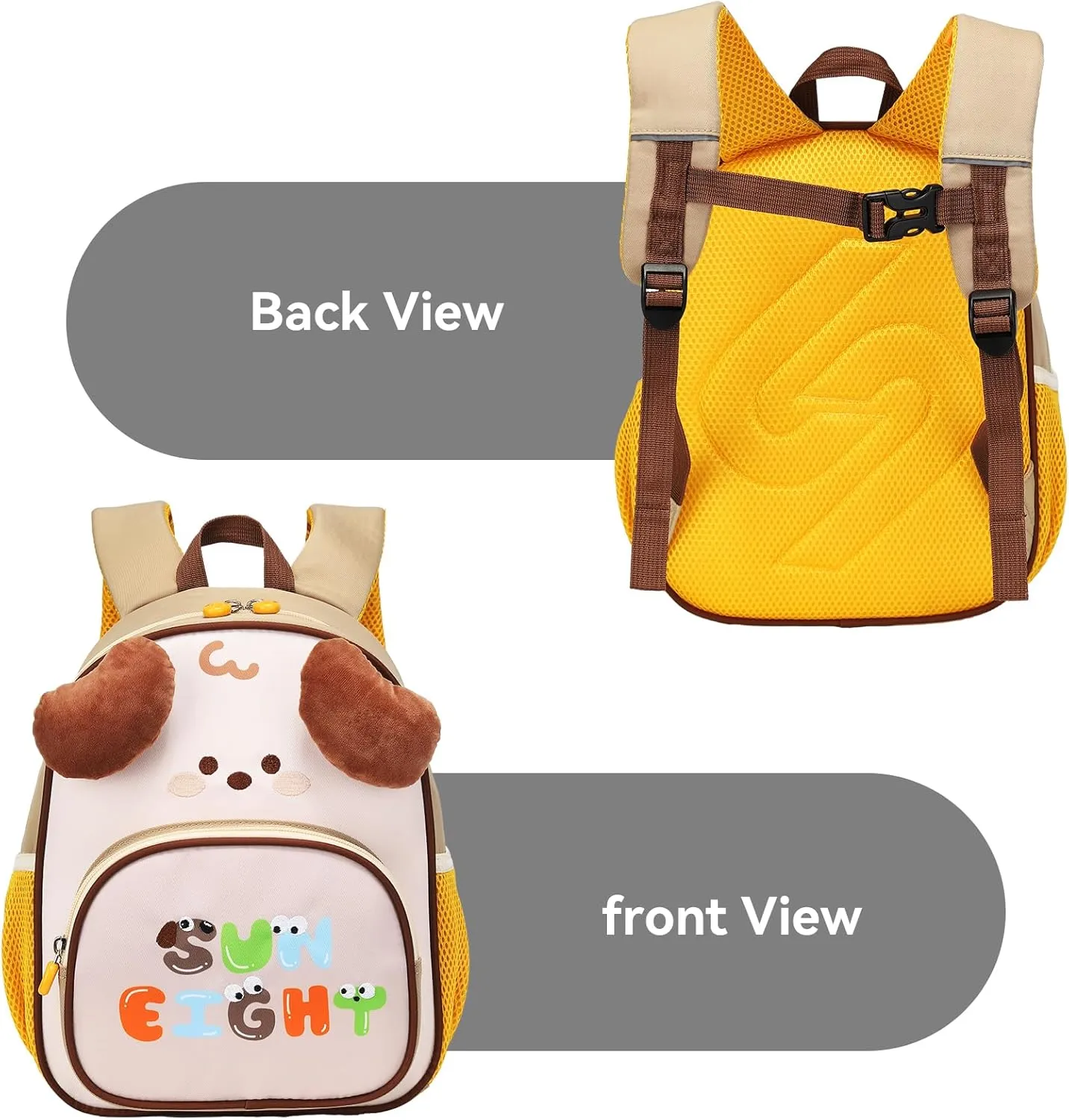 Toddler Backpack for Kids, Small 3D Cartoon Preschool for Age 2-4 Boys Girls Cute Toddler Bookbags Daycare Nursery Backpack for School, Travel (3D Dog, khaki)