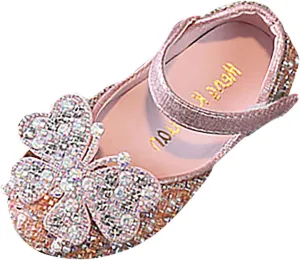 Toddler Girl Sandals, Childrens Girls Pearl Rhinestones Shining Princess Shoes for Party and Wedding Dancing Shoes