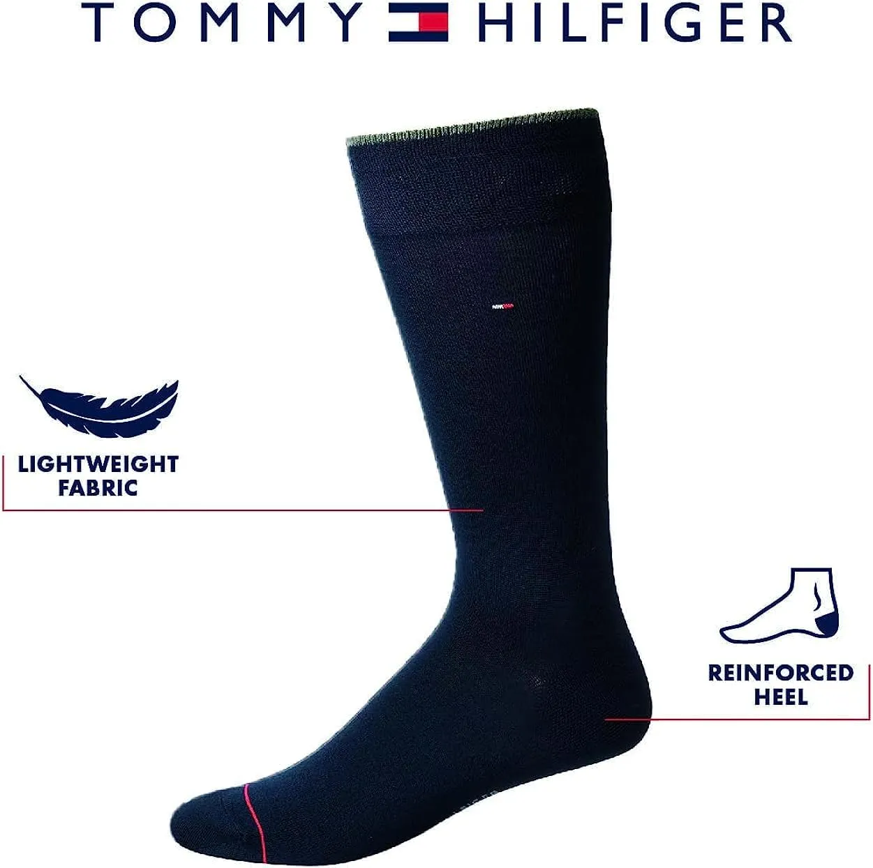 Tommy Hilfiger Men's Lightweight Comfort Fabric Crew Dress Socks - 5 Pack