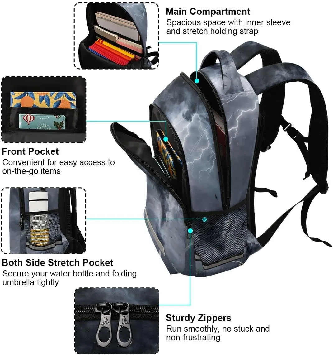Tornado Pattern Backpack for Boys Girls Kids, Laptop Bookbag Lightweight Travel Daypack School Backpacks