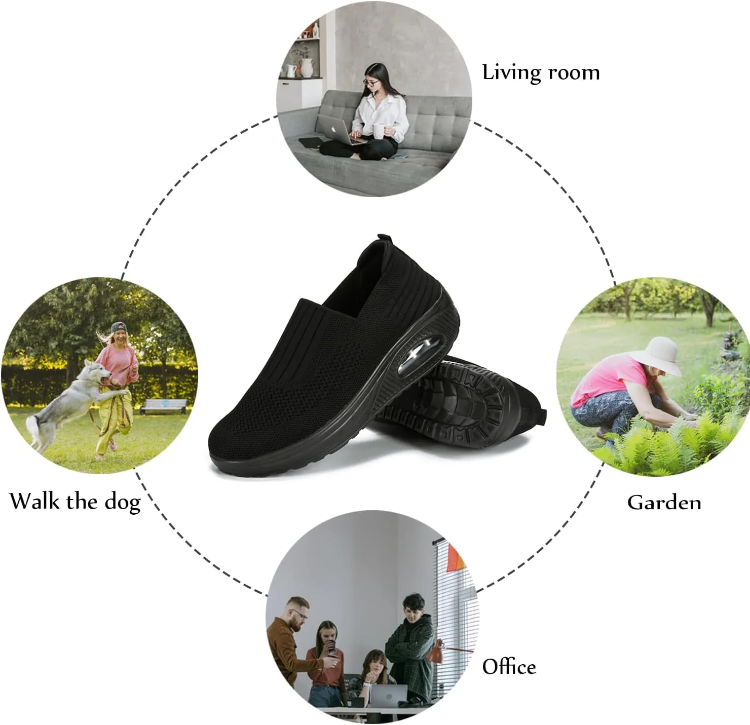 Touchmosees Women's Daily Walker Air Cushion Orthopedic Diabetic-Friendly Wedge Sneaker