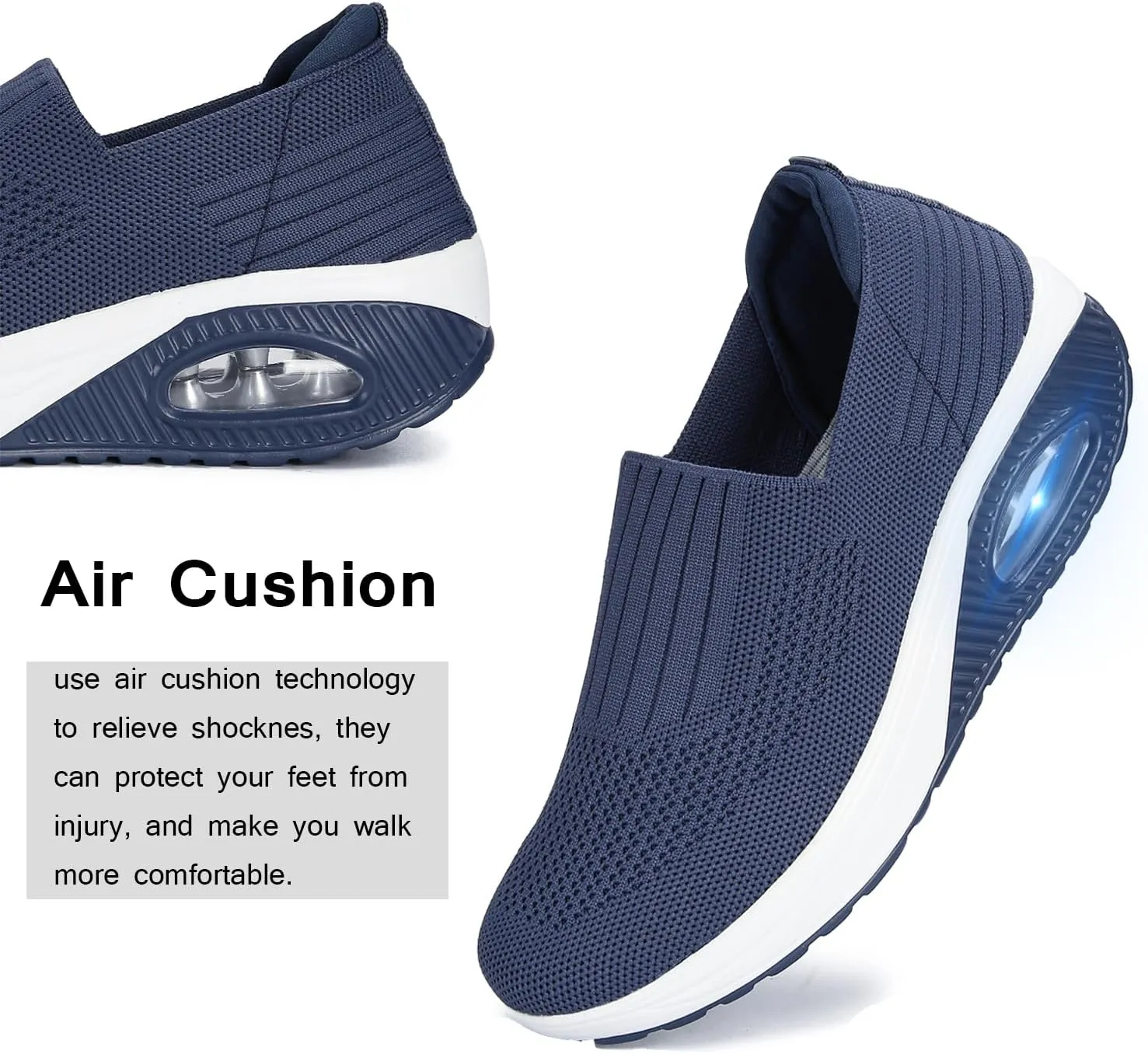 Touchmosees Women's Daily Walker Air Cushion Orthopedic Diabetic-Friendly Wedge Sneaker