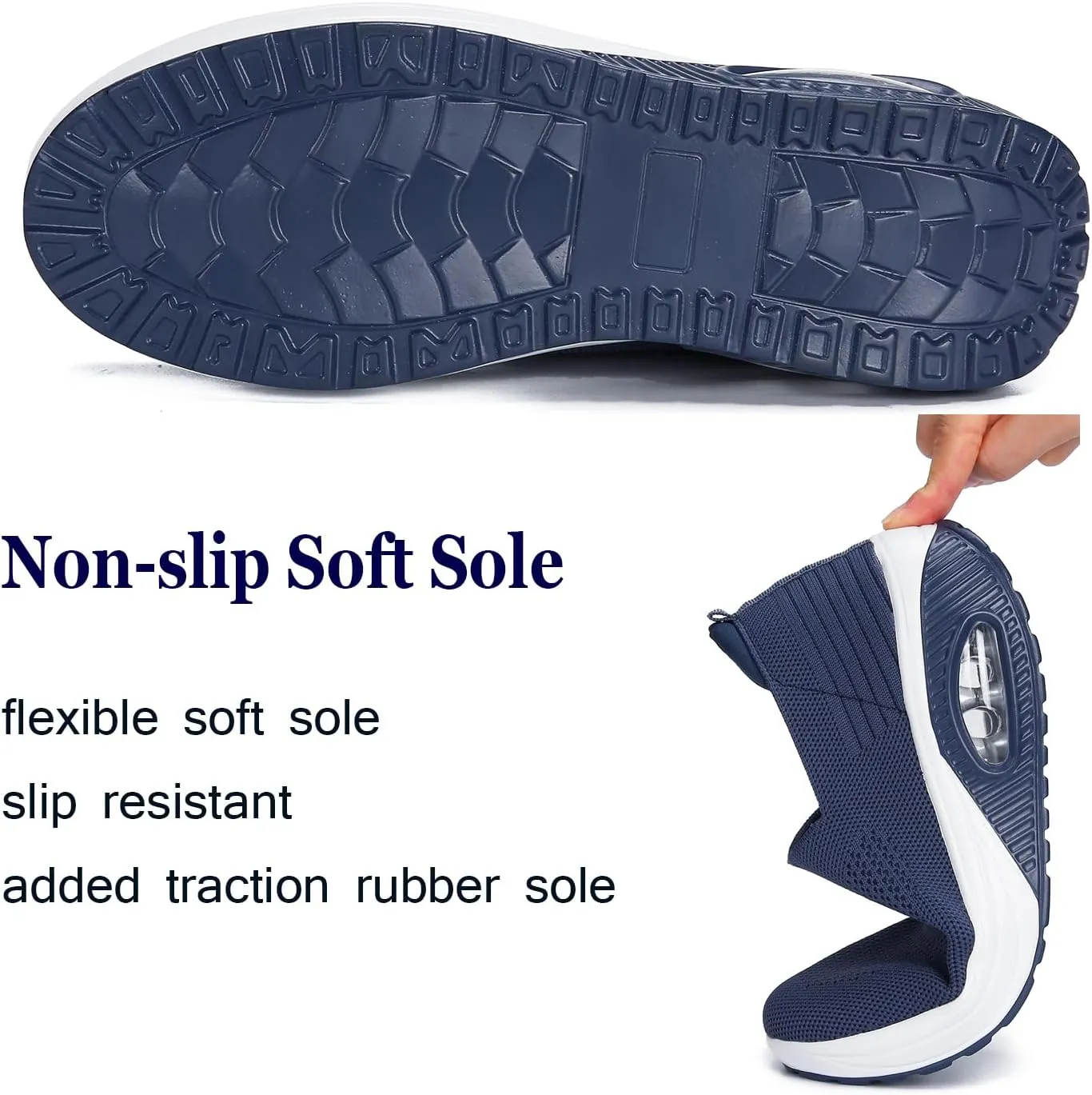 Touchmosees Women's Daily Walker Air Cushion Orthopedic Diabetic-Friendly Wedge Sneaker