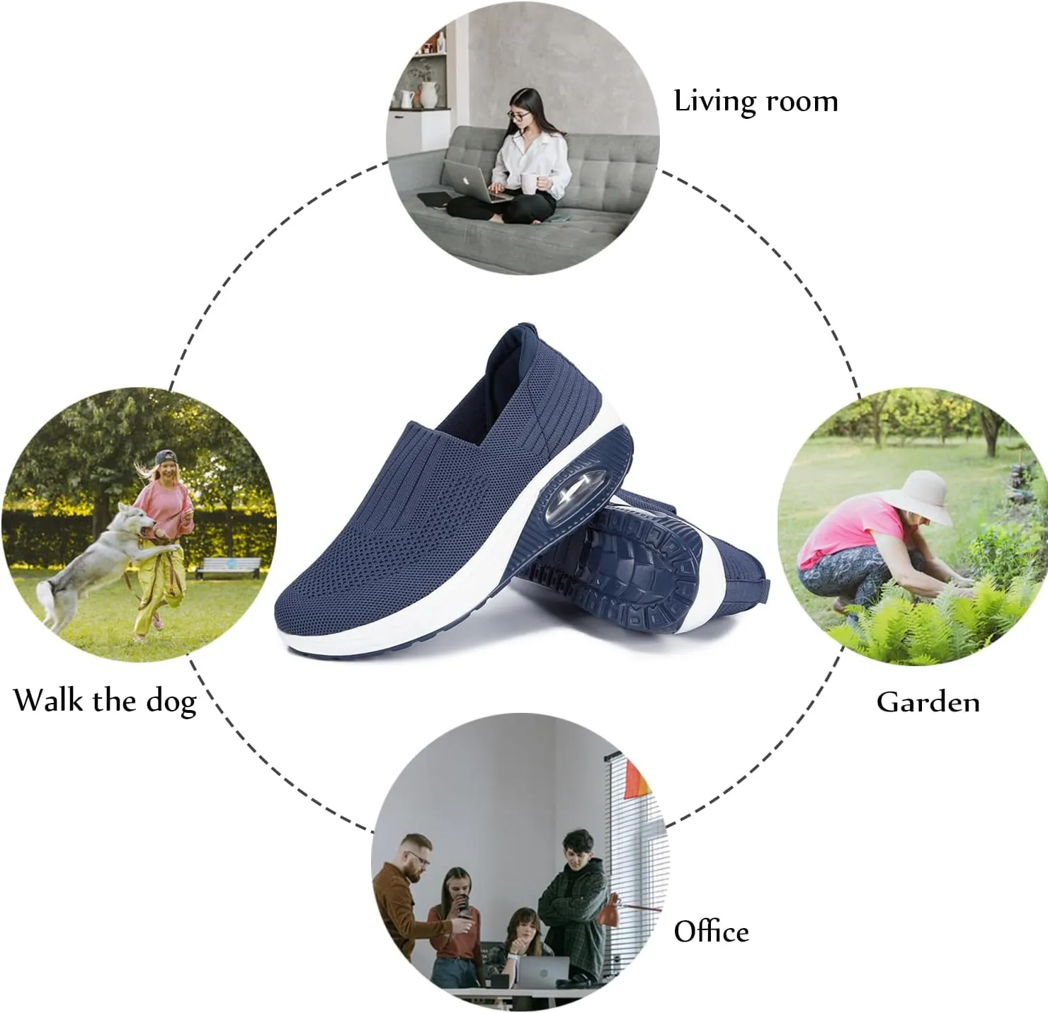 Touchmosees Women's Daily Walker Air Cushion Orthopedic Diabetic-Friendly Wedge Sneaker