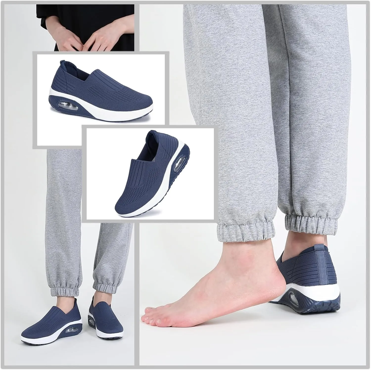 Touchmosees Women's Daily Walker Air Cushion Orthopedic Diabetic-Friendly Wedge Sneaker