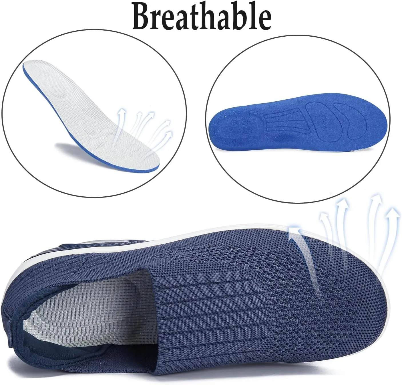 Touchmosees Women's Daily Walker Air Cushion Orthopedic Diabetic-Friendly Wedge Sneaker