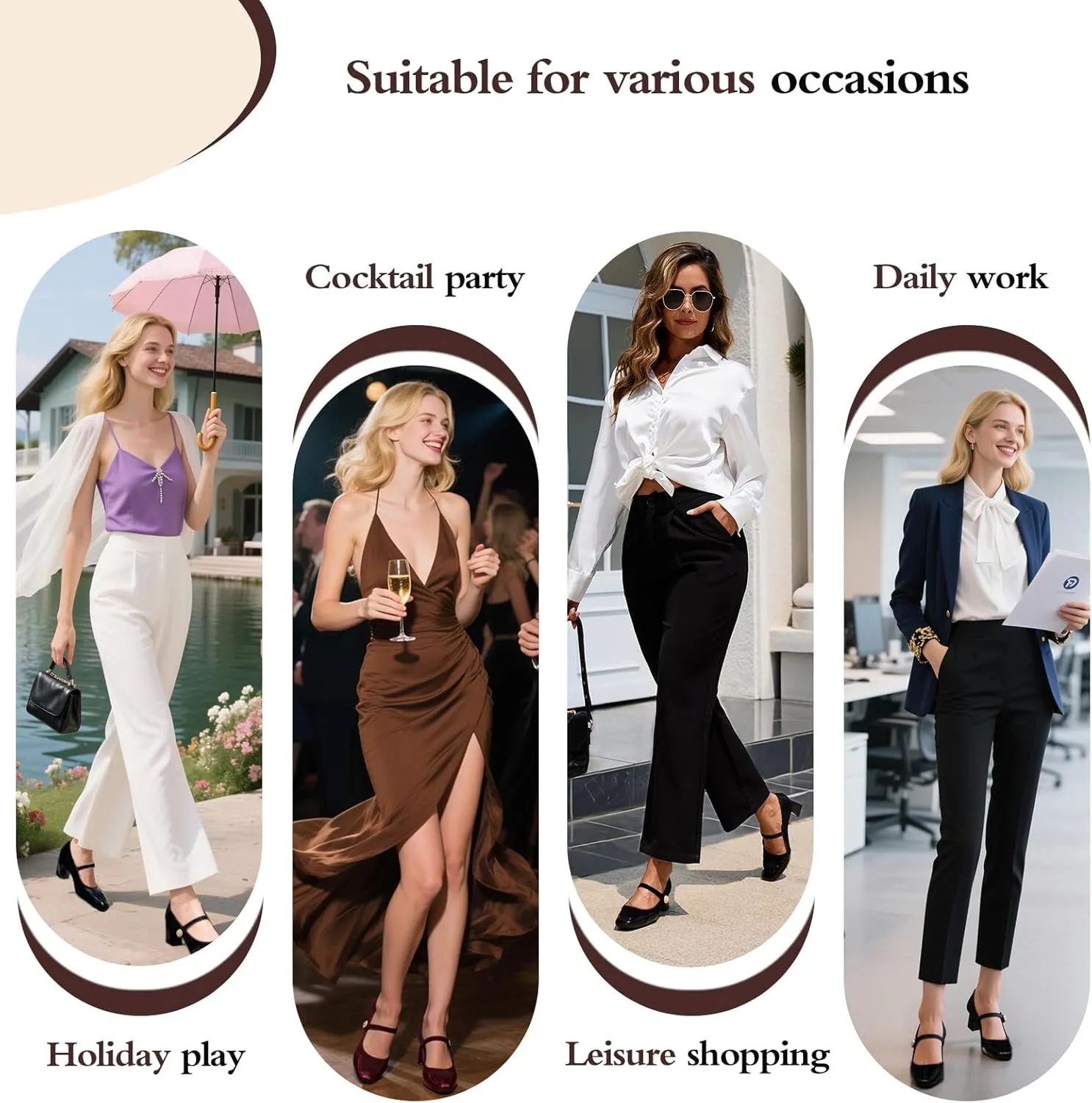 Trakxy Women Square Toe Mary Jane Pumps Shoes Comfortable Closed Toe Dress Shoes Chunky Block Heels Buckle Strap Fitted Pumps Ideal for Casual Work Wedding