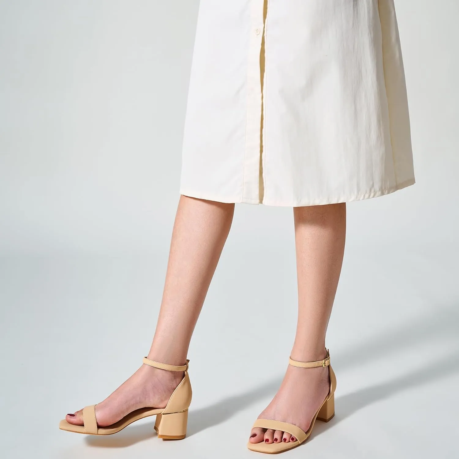 Trary Low Heels for Women Square Open Toe Ankle Strap Women's Pumps Dressy Shoes Block Chunky Heels Comfy Fashion Heeled Sandals for Women 2025 Adjustable Buckle 2.16 Inches Work Causal Party Wedding