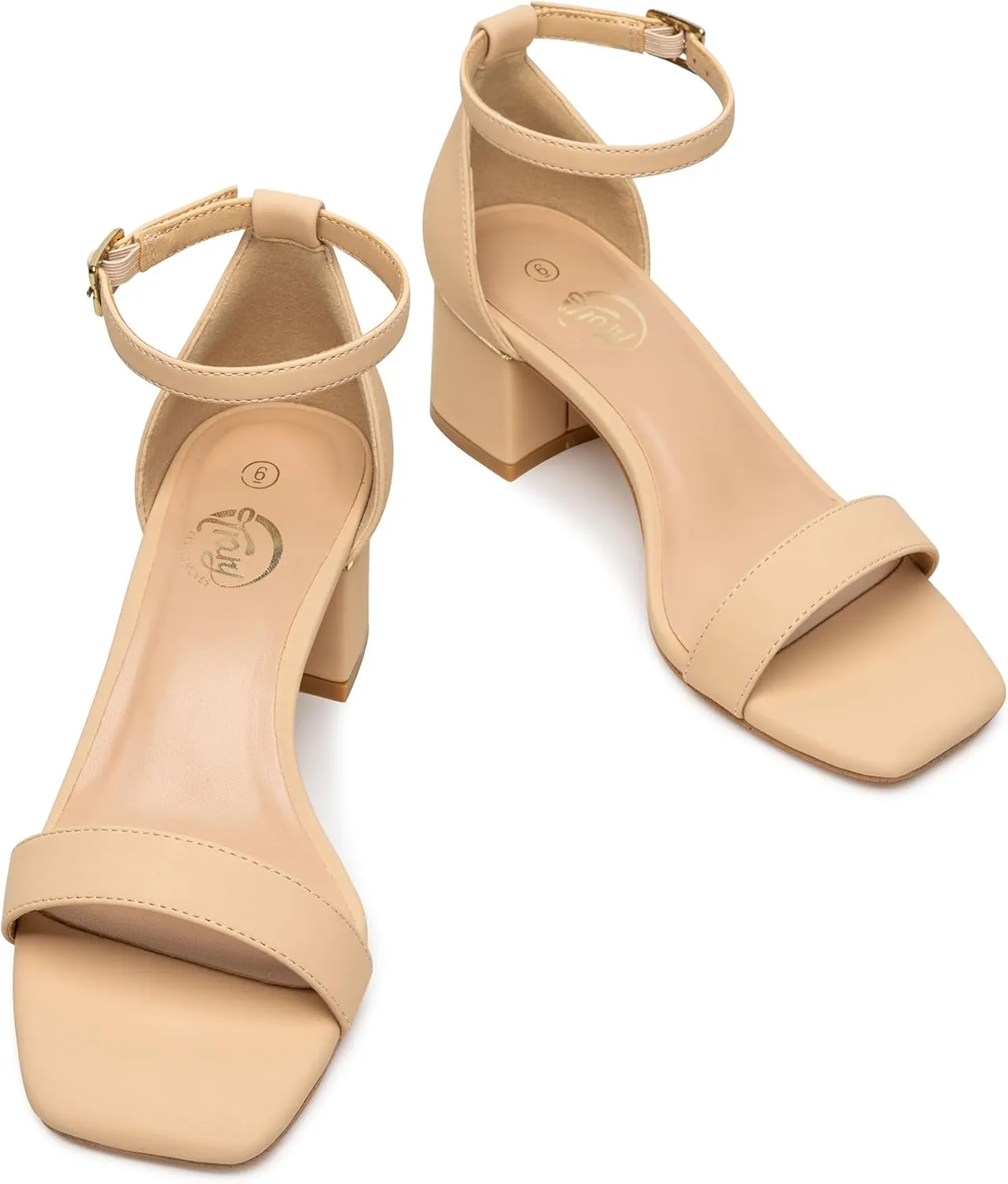 Trary Low Heels for Women Square Open Toe Ankle Strap Women's Pumps Dressy Shoes Block Chunky Heels Comfy Fashion Heeled Sandals for Women 2025 Adjustable Buckle 2.16 Inches Work Causal Party Wedding