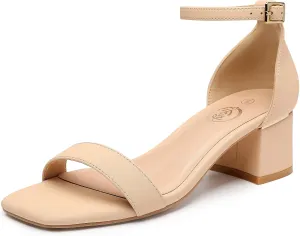 Trary Low Heels for Women Square Open Toe Ankle Strap Women's Pumps Dressy Shoes Block Chunky Heels Comfy Fashion Heeled Sandals for Women 2025 Adjustable Buckle 2.16 Inches Work Causal Party Wedding