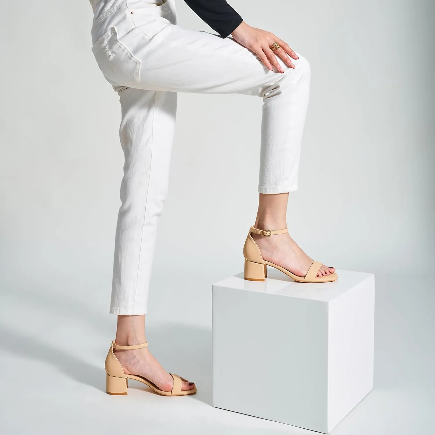 Trary Low Heels for Women Square Open Toe Ankle Strap Women's Pumps Dressy Shoes Block Chunky Heels Comfy Fashion Heeled Sandals for Women 2025 Adjustable Buckle 2.16 Inches Work Causal Party Wedding