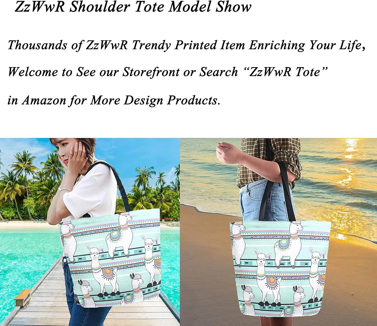 Trendy Cute Printed Pattern Extra Large Shoulder Tote Bag for Beach Travel Weekender Gym Grocery Shopping