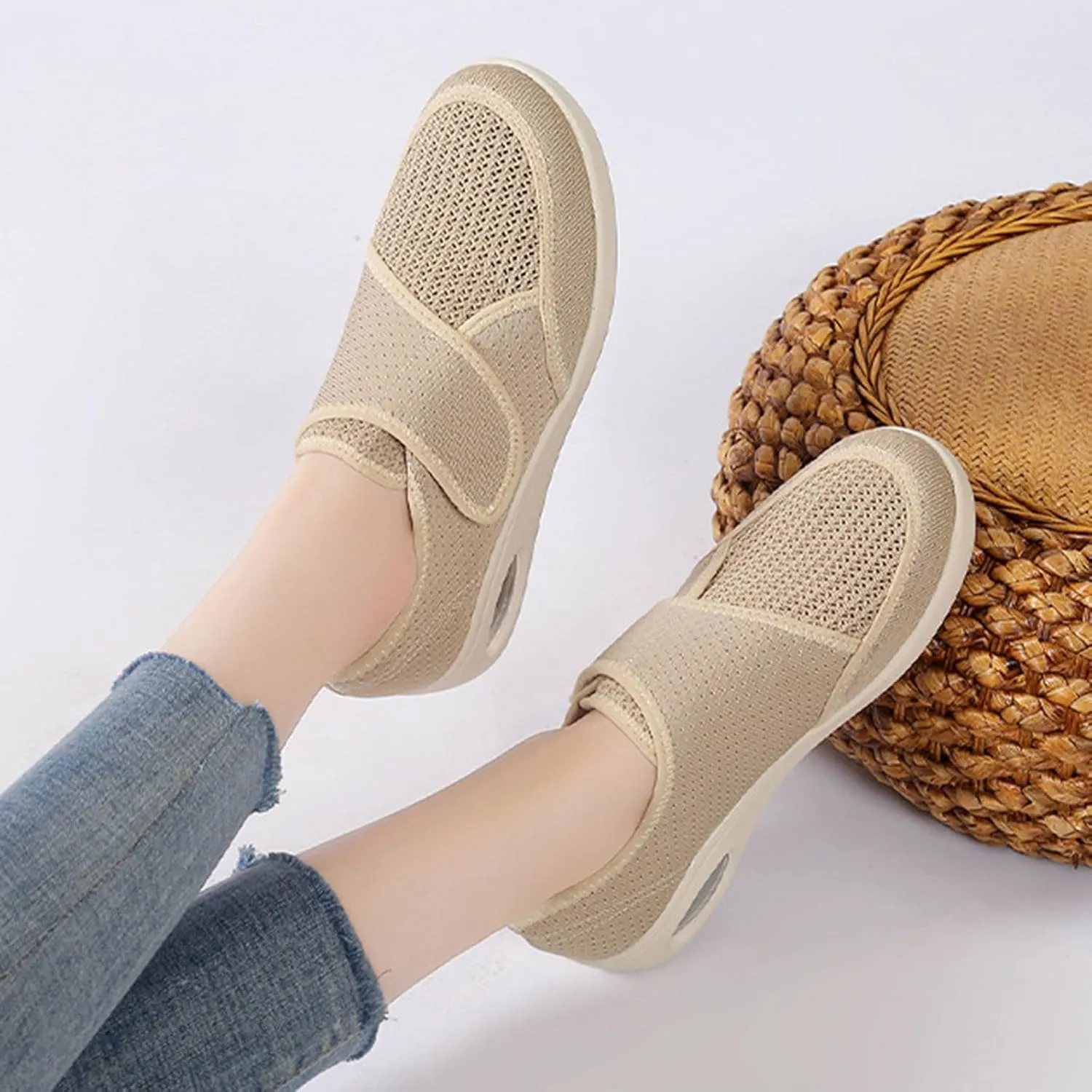 Unisex Adjustable Laceless Easy On and Off Soft Breathable Espadrilles Sketches Casual Shoes for Women, 6.5