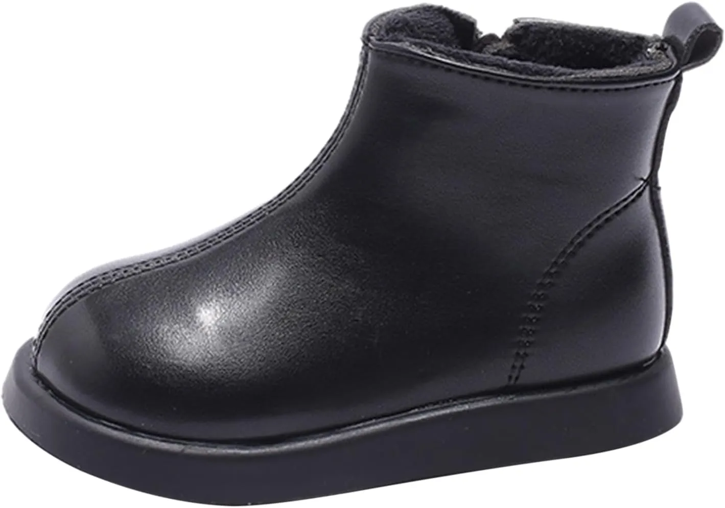 Unisex Kids Plush Ankle Boot Comfy Warm Round Toe Waterroof Solid Classic Working Shoes School Cute Toddler Boots