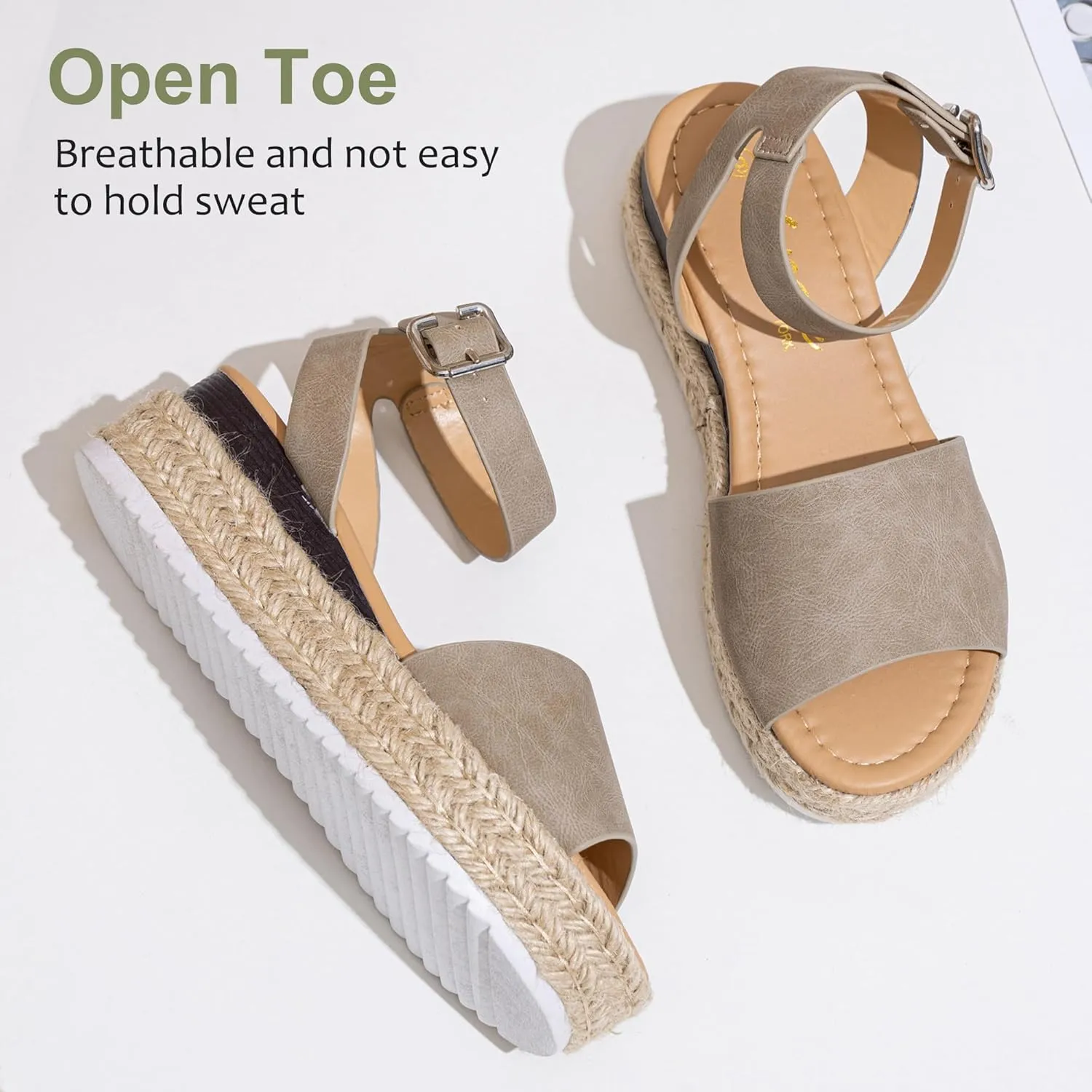 Vepose Women's 400A Platform Wedge Sandals, Summer Espadrilles Sandals with Ankle Strap