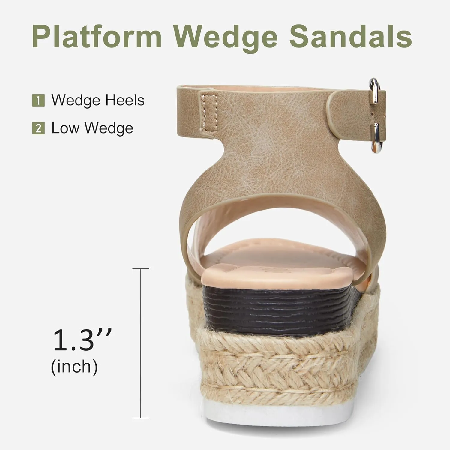 Vepose Women's 400A Platform Wedge Sandals, Summer Espadrilles Sandals with Ankle Strap
