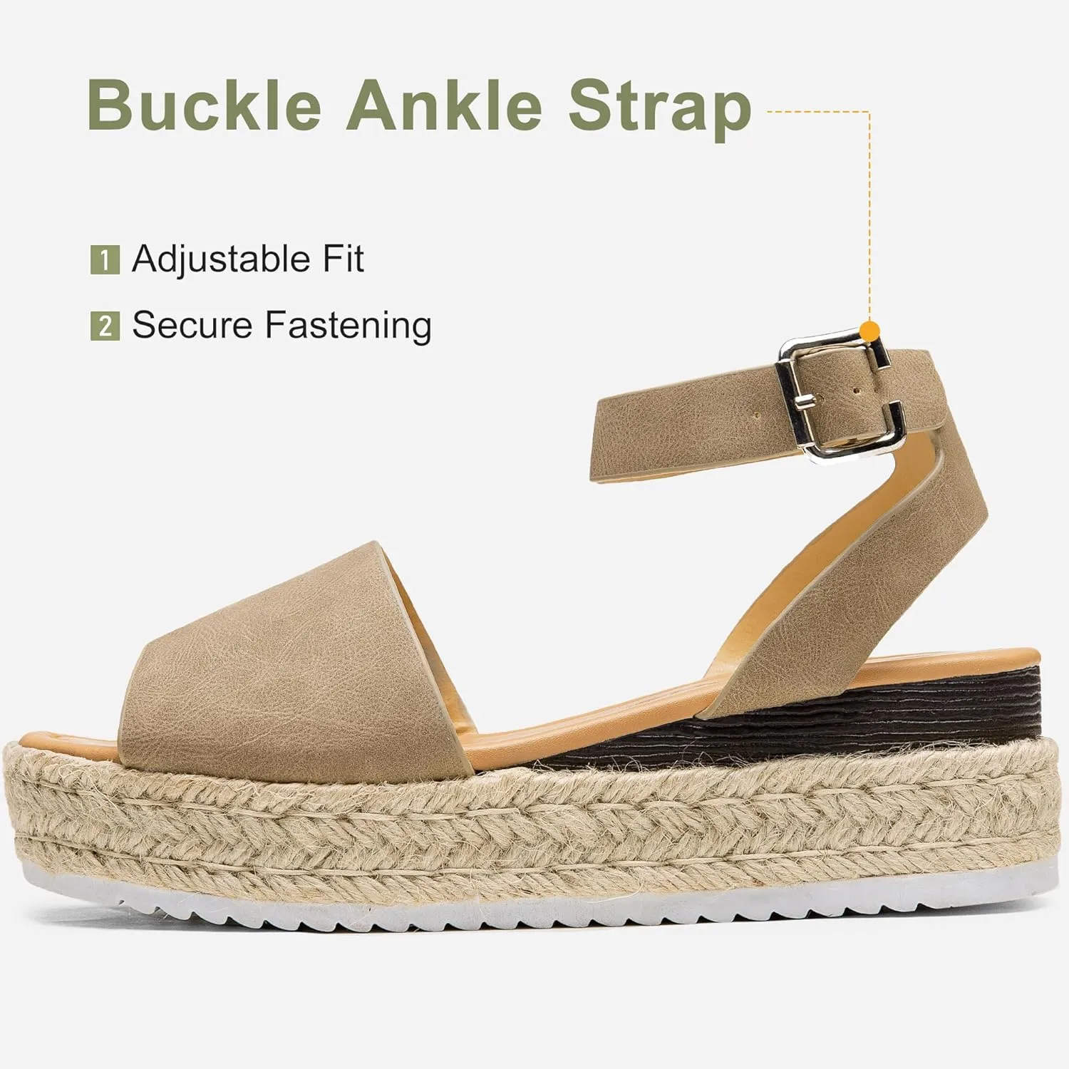 Vepose Women's 400A Platform Wedge Sandals, Summer Espadrilles Sandals with Ankle Strap