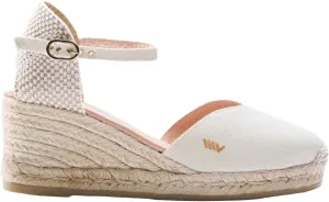 Viscata Reus Canvas Wedge Handmade 2  Heel Women's Sandals with Breathable Cotton Canvas V-cut Vamp and 100% Natural Jute Midsole for all Casual Occasions