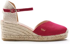 Viscata Reus Canvas Wedge Handmade 2  Heel Women's Sandals with Breathable Cotton Canvas V-cut Vamp and 100% Natural Jute Midsole for all Casual Occasions
