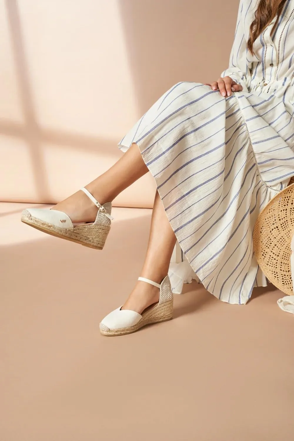 Viscata Reus Canvas Wedge Handmade 2  Heel Women's Sandals with Breathable Cotton Canvas V-cut Vamp and 100% Natural Jute Midsole for all Casual Occasions