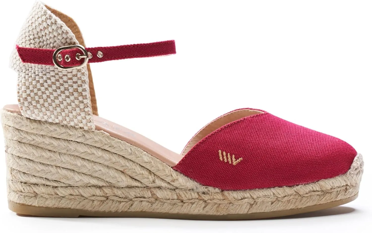 Viscata Reus Canvas Wedge Handmade 2  Heel Women's Sandals with Breathable Cotton Canvas V-cut Vamp and 100% Natural Jute Midsole for all Casual Occasions