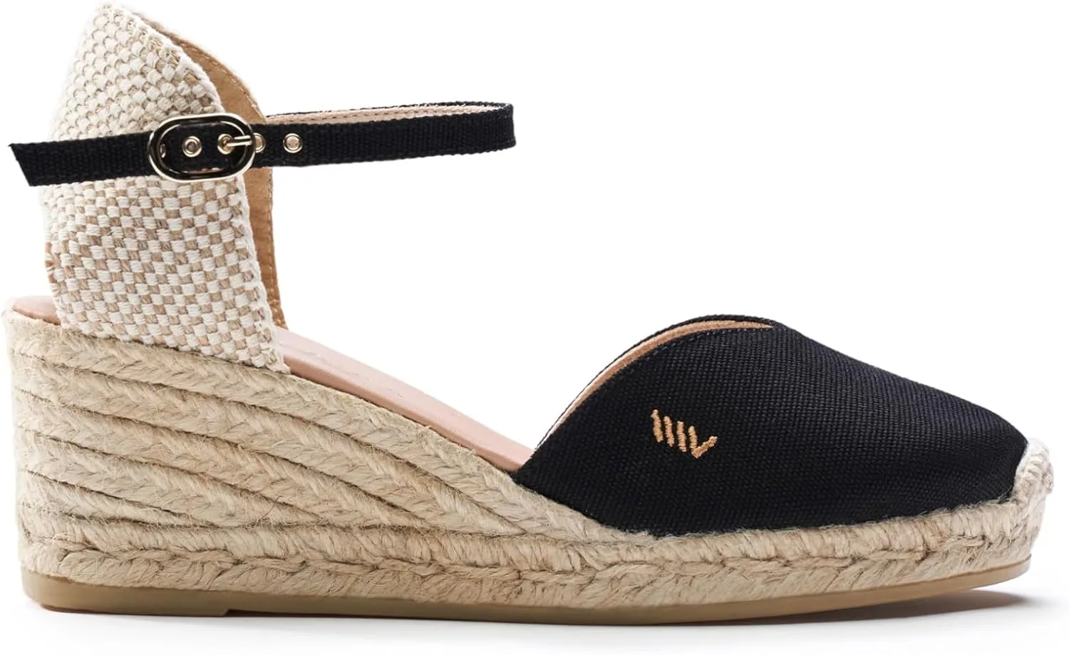 Viscata Reus Canvas Wedge Handmade 2  Heel Women's Sandals with Breathable Cotton Canvas V-cut Vamp and 100% Natural Jute Midsole for all Casual Occasions