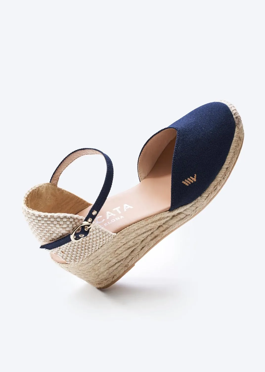Viscata Reus Canvas Wedge Handmade 2  Heel Women's Sandals with Breathable Cotton Canvas V-cut Vamp and 100% Natural Jute Midsole for all Casual Occasions