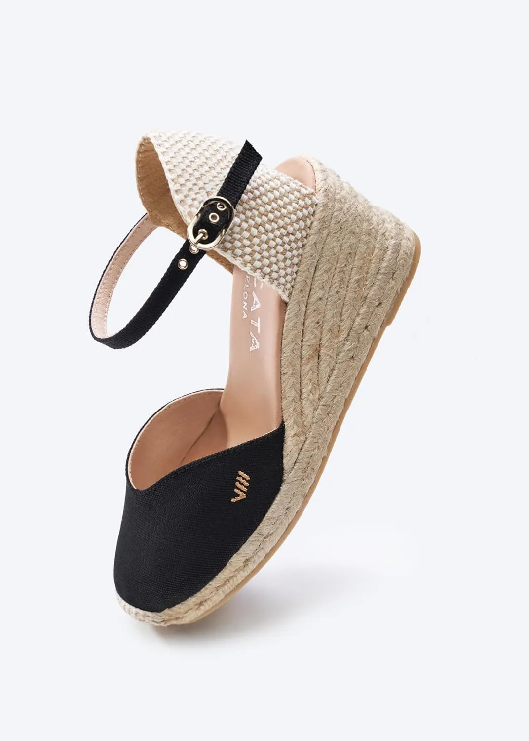 Viscata Reus Canvas Wedge Handmade 2  Heel Women's Sandals with Breathable Cotton Canvas V-cut Vamp and 100% Natural Jute Midsole for all Casual Occasions