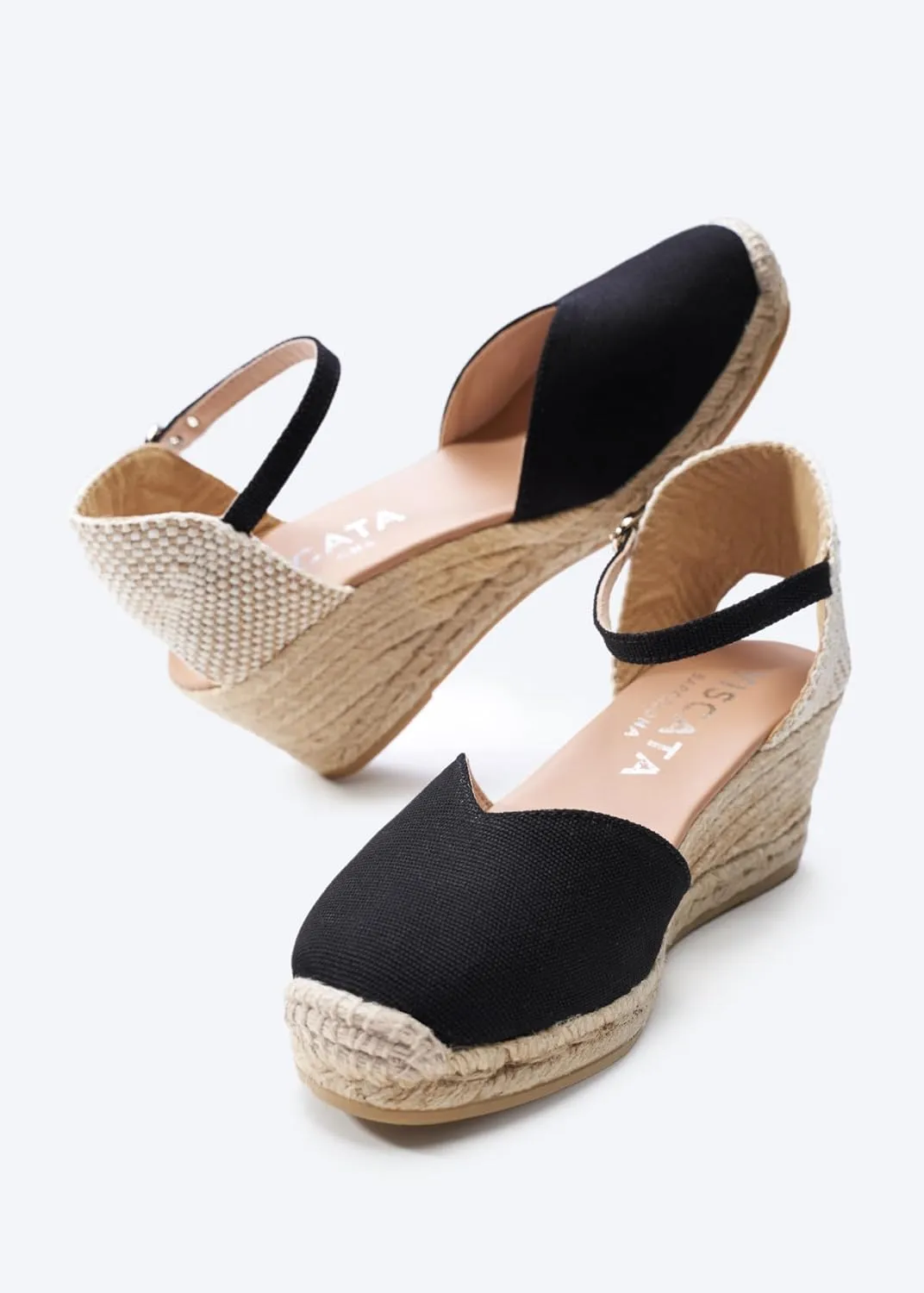 Viscata Reus Canvas Wedge Handmade 2  Heel Women's Sandals with Breathable Cotton Canvas V-cut Vamp and 100% Natural Jute Midsole for all Casual Occasions