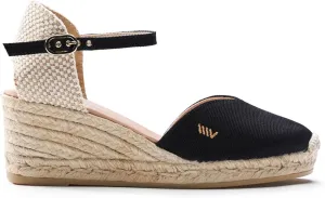 Viscata Reus Canvas Wedge Handmade 2  Heel Women's Sandals with Breathable Cotton Canvas V-cut Vamp and 100% Natural Jute Midsole for all Casual Occasions