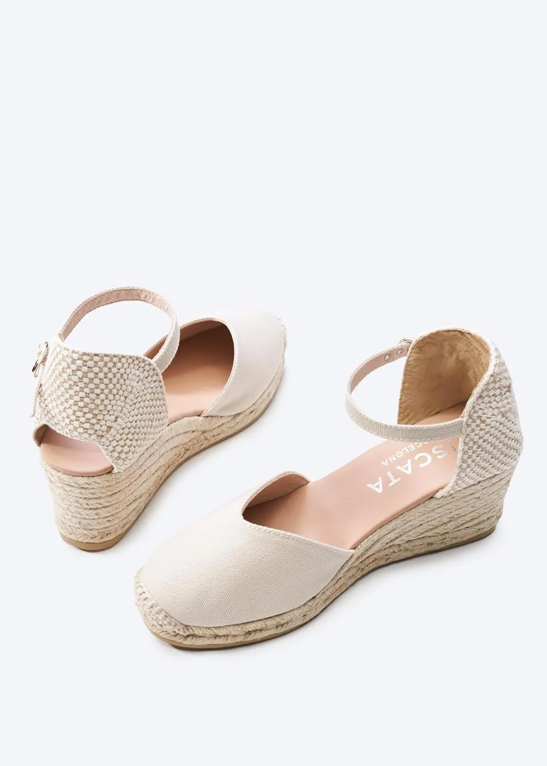 Viscata Reus Canvas Wedge Handmade 2  Heel Women's Sandals with Breathable Cotton Canvas V-cut Vamp and 100% Natural Jute Midsole for all Casual Occasions