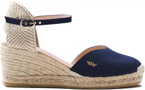 Viscata Reus Canvas Wedge Handmade 2  Heel Women's Sandals with Breathable Cotton Canvas V-cut Vamp and 100% Natural Jute Midsole for all Casual Occasions