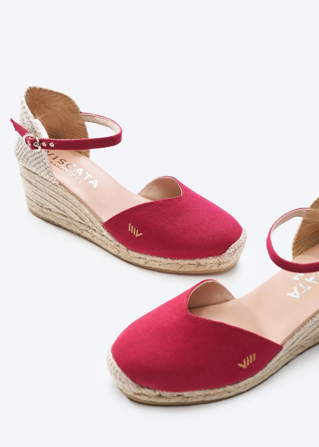 Viscata Reus Canvas Wedge Handmade 2  Heel Women's Sandals with Breathable Cotton Canvas V-cut Vamp and 100% Natural Jute Midsole for all Casual Occasions