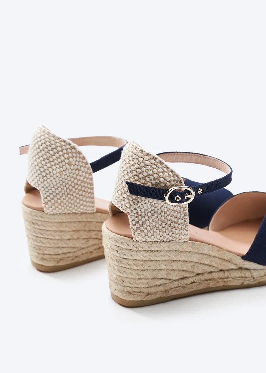 Viscata Reus Canvas Wedge Handmade 2  Heel Women's Sandals with Breathable Cotton Canvas V-cut Vamp and 100% Natural Jute Midsole for all Casual Occasions